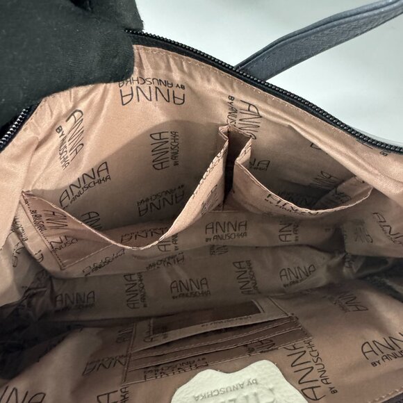 Anna by Anuschka Black/White Floral Leather Hobo Shoulder Bag - Picture 13 of 15